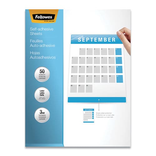 Fellowes Self-adhesive Laminating Sheets 3 Mil 9.25 X 12 Gloss Clear 50/box - Technology - Fellowes®