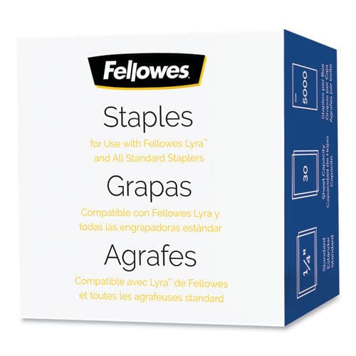Fellowes Standard 0.25 Full Strip Staples 0.25 Leg 0.5 Crown Steel 5,000/pack - School Supplies - Fellowes®