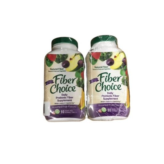 Fiber Choice Prebiotic Fiber Supplement Sugar-Free Chewable Tablets Assorted Fruit - 90 ct, Pack of 2 - ShelHealth.Com