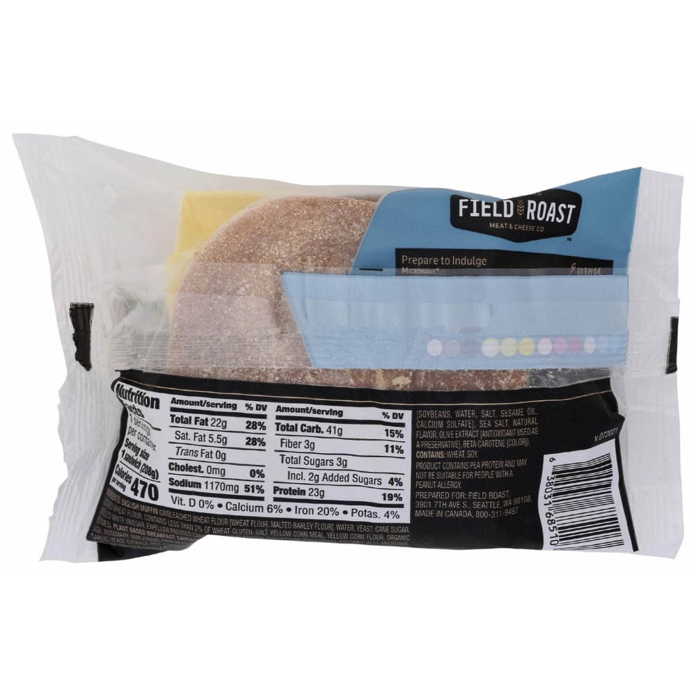 FIELD ROAST Grocery > Refrigerated FIELD ROAST Classic Style Sausage Egg and Cheese Plant Based Breakfast Sandwich, 7.34 oz