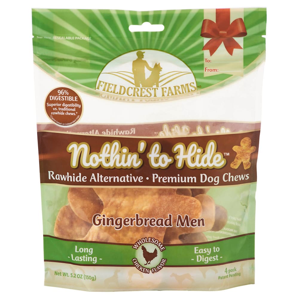 Fieldcrest Farms Nothin To Hide Gingerbread Man Chicken Dog Treats 4pk - Pet Supplies - Fieldcrest Farms