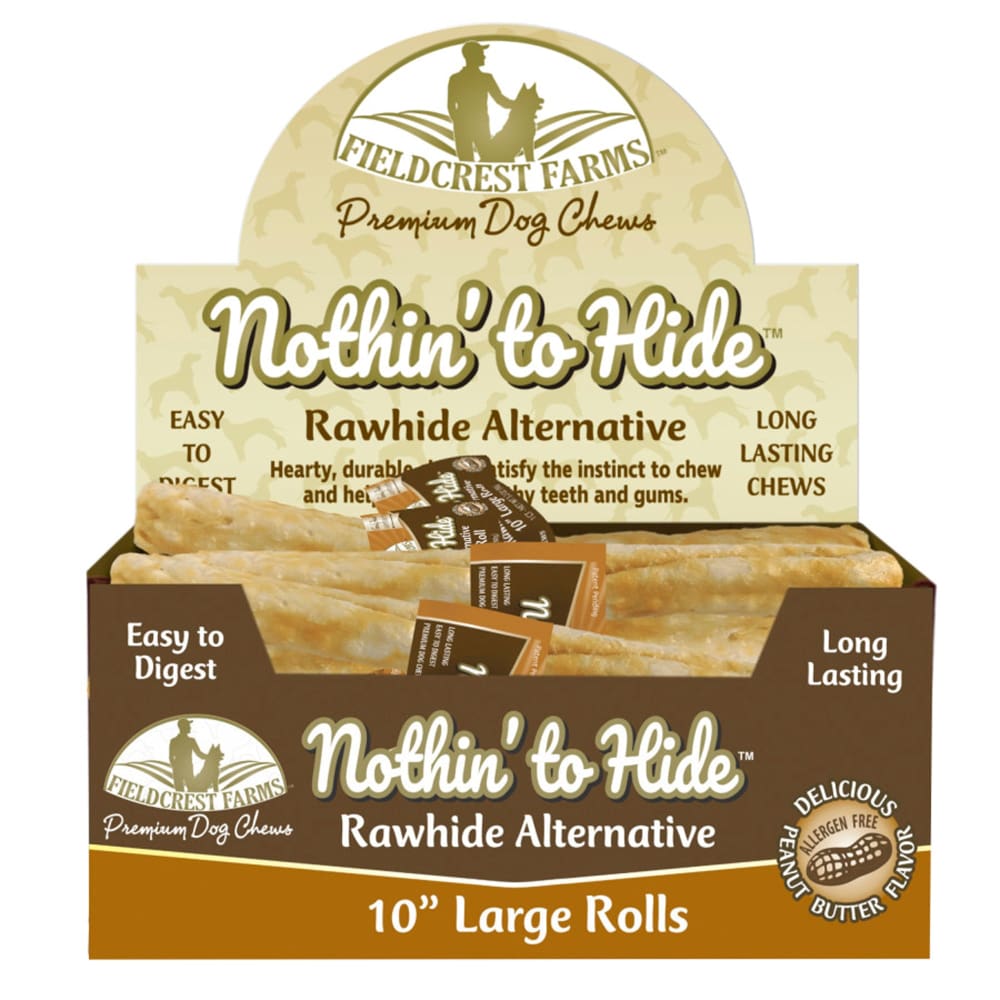 Fieldcrest Farms Nothin to Hide Peanut Butter Roll Dog Treat 24 Pack; 10 Inches - Pet Supplies - Fieldcrest Farms