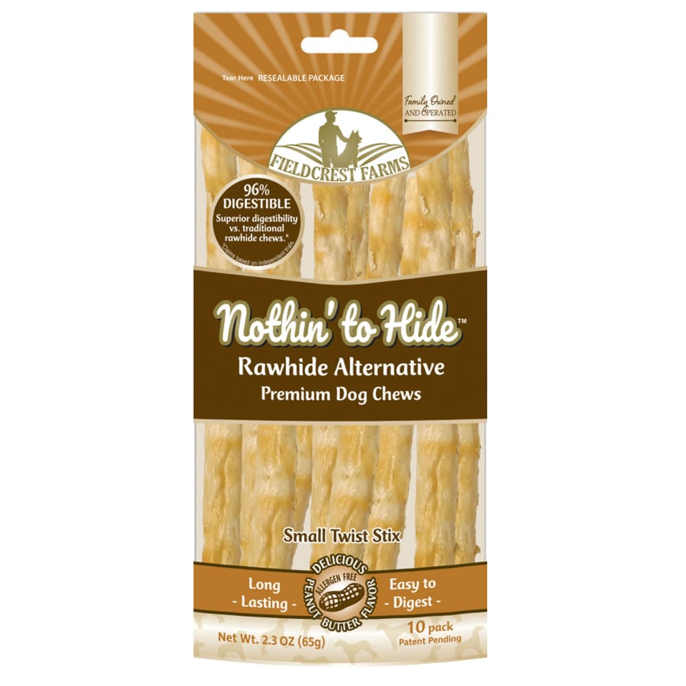 Fieldcrest Farms Nothin’ to Hide Peanut Butter Twist Sticks Dog Treat 10 Pack - Pet Supplies - Fieldcrest Farms