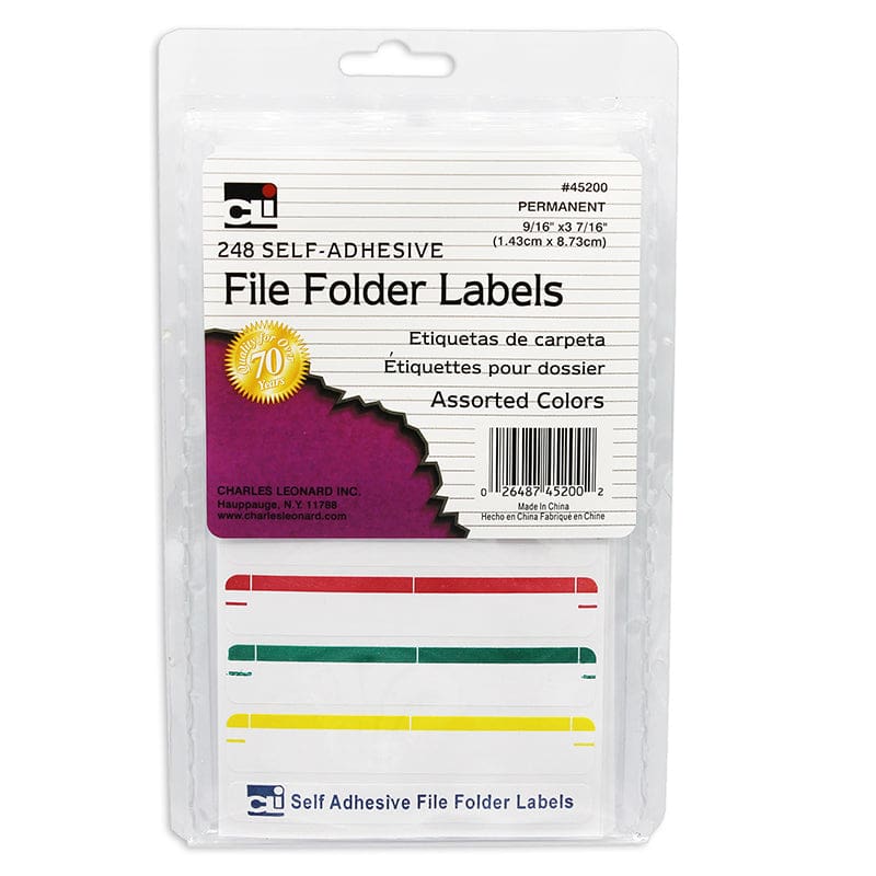 File Folder Labels Assorted 248/Pk (Pack of 12) - Mailroom - Charles Leonard