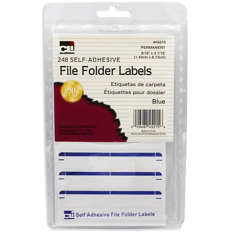 File Folder Labels Blue 248/Pk (Pack of 12) - Mailroom - Charles Leonard