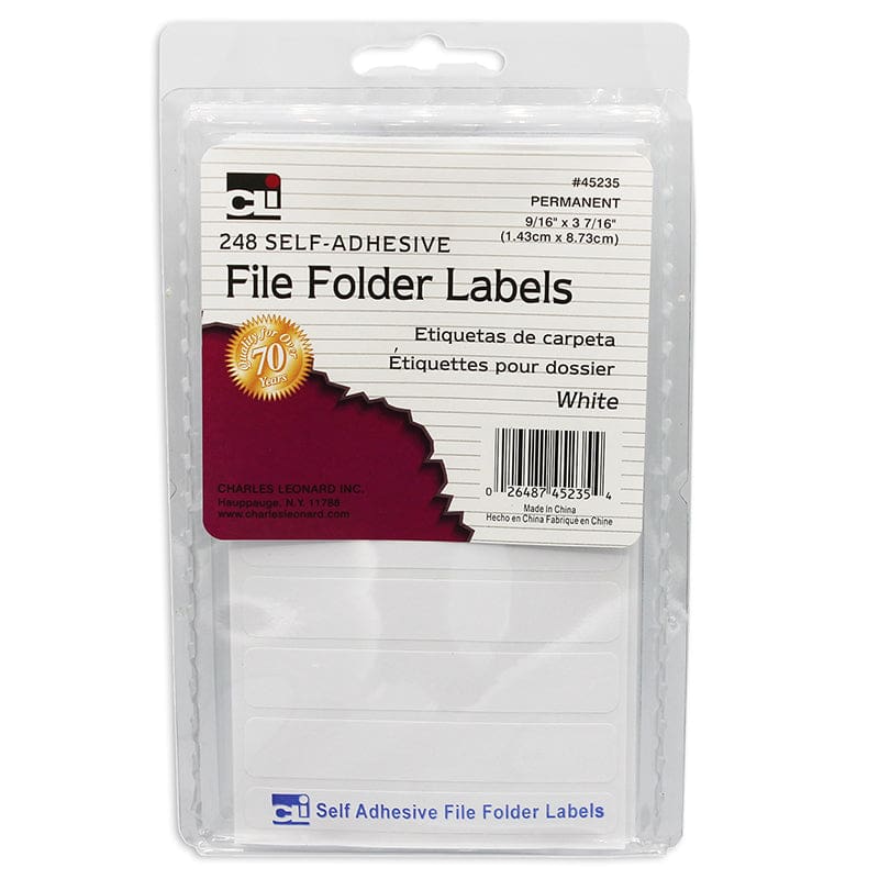 File Folder Labels White (Pack of 12) - Mailroom - Charles Leonard