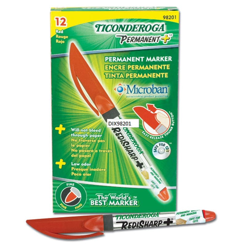 Fine Point Permanent Markers Red Dz Ticonderoga Redisharp (Pack of 2) - Markers - Dixon Ticonderoga Company
