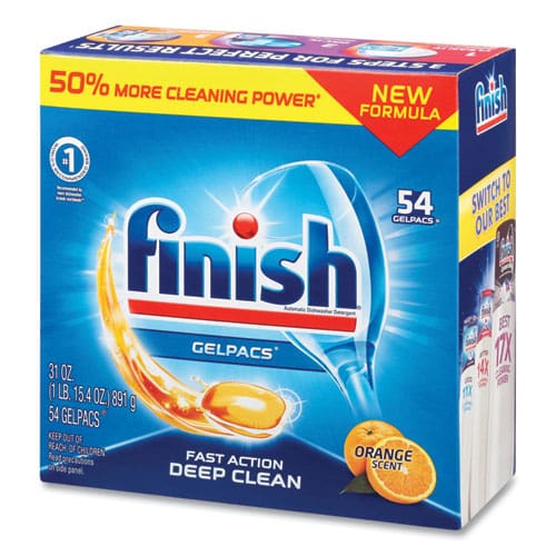 FINISH Dish Detergent Gelpacs Orange Scent 54/box - Janitorial & Sanitation - FINISH®