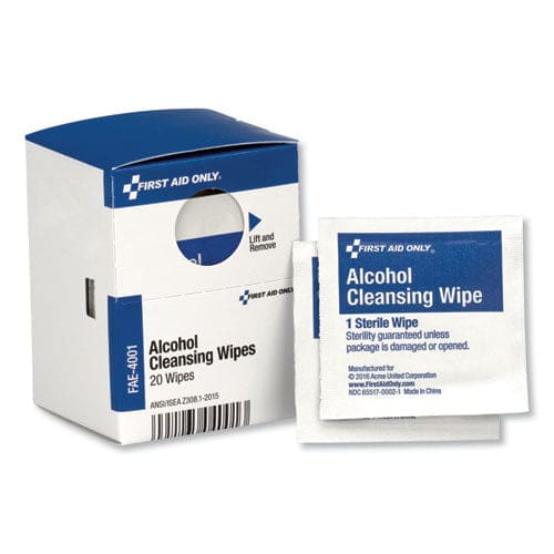 First Aid Only Alcohol Cleansing Pads Dispenser Box 100/box - Janitorial & Sanitation - First Aid Only™