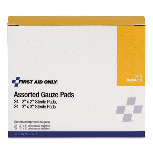 First Aid Only Gauze Pads Sterile Assorted 2 X 2; 3 X 3 48/box - Janitorial & Sanitation - First Aid Only™