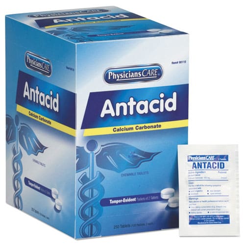 First Aid Only Over The Counter Antacid Medications For First Aid Cabinet 2 Tablets/packet 125 Packets/box - Janitorial & Sanitation - First