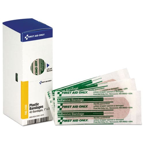 First Aid Only Refill For Smartcompliance General Business Cabinet Plastic Bandages 1 X 3 40/box - Janitorial & Sanitation - First Aid Only™