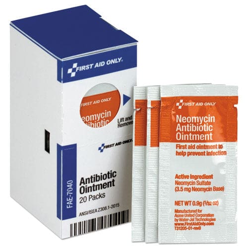First Aid Only Refill For Smartcompliance General Cabinet Antibiotic Ointment 0.9g Packet 20/box - Janitorial & Sanitation - First Aid Only™