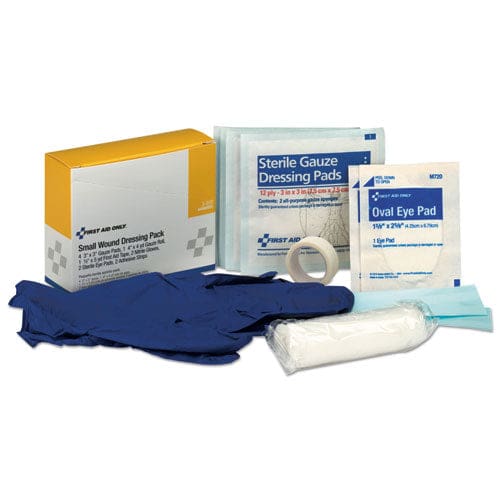 First Aid Only Small Wound Dressing Kit Includes Gauze Tape Gloves Eye Pads Bandages - Janitorial & Sanitation - First Aid Only™