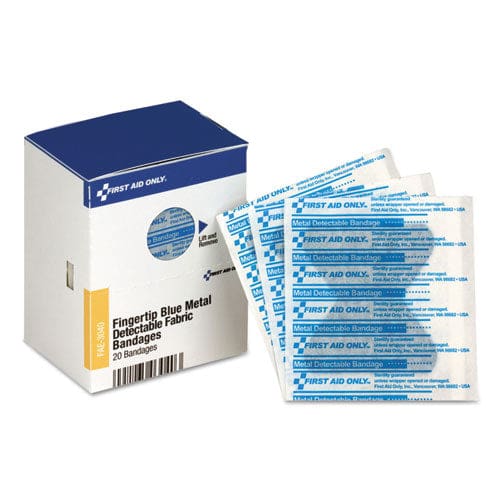 First Aid Only Smartcompliance Blue Metal Detectable Bandages,fingertip 1.75 X 2 20 Box - Janitorial & Sanitation - First Aid Only™