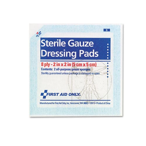 First Aid Only Smartcompliance Gauze Pads Sterile 8-ply 2 X 2 5 Dual-pads/pack - Janitorial & Sanitation - First Aid Only™