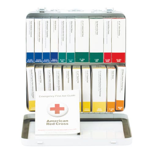 First Aid Only Unitized Ansi Class A Weatherproof First Aid Kit For 50 People 24 Pieces Metal Case - Janitorial & Sanitation - First Aid