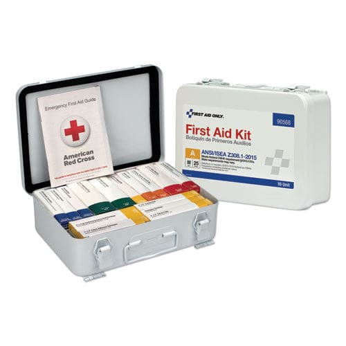 First Aid Only Unitized Ansi Compliant Class A Type Iii First Aid Kit For 25 People 84 Pieces Metal Case - Janitorial & Sanitation - First