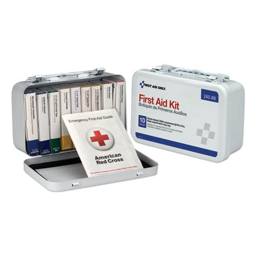 First Aid Only Unitized First Aid Kit For 10 People 65 Pieces Osha/ansi Metal Case - Janitorial & Sanitation - First Aid Only™