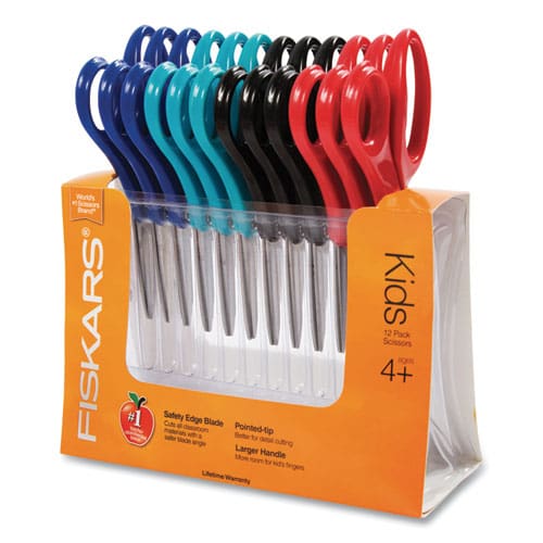 Fiskars Kids/student Scissors Pointed Tip 5 Long 1.75 Cut Length Assorted Straight Handles 12/pack - School Supplies - Fiskars®