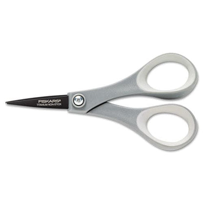 Fiskars Performance Non-stick Titanium Softgrip Scissors Pointed Tip 5 Long 1.6 Cut Length Gray Straight Handle - School Supplies - Fiskars®