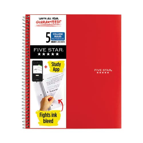 Five Star Wirebound Notebook 5 Subject 8 Pockets Medium/college Rule Randomly Assorted Covers 11 X 8.5 200 Sheets - School Supplies - Five