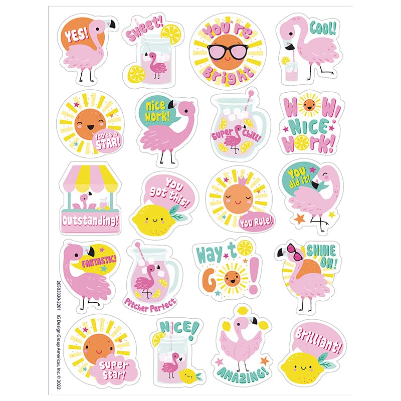 Flamingo Sberry Lemon Scent Stickrs (Pack of 12) - Stickers - Eureka