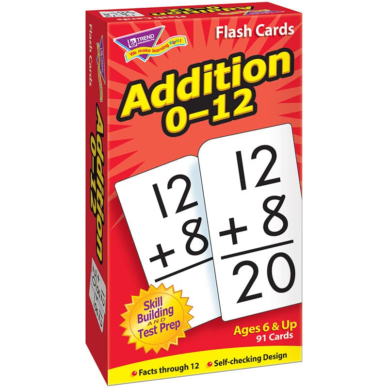 Flash Cards Addition 0-12 91/Box (Pack of 6) - Flash Cards - Trend Enterprises Inc.