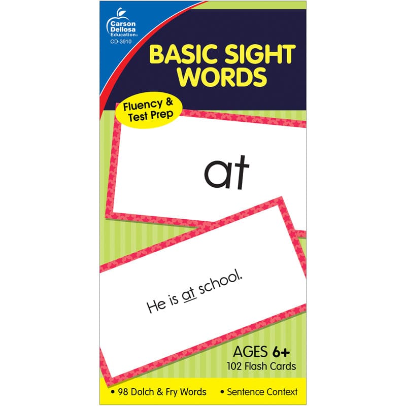 Flash Cards Basic Sight Words 6 X 3 (Pack of 6) - Sight Words - Carson Dellosa Education