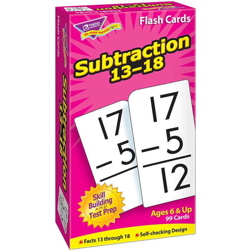 Flash Cards Subtraction 13-18 99Box (Pack of 6) - Flash Cards - Trend Enterprises Inc.