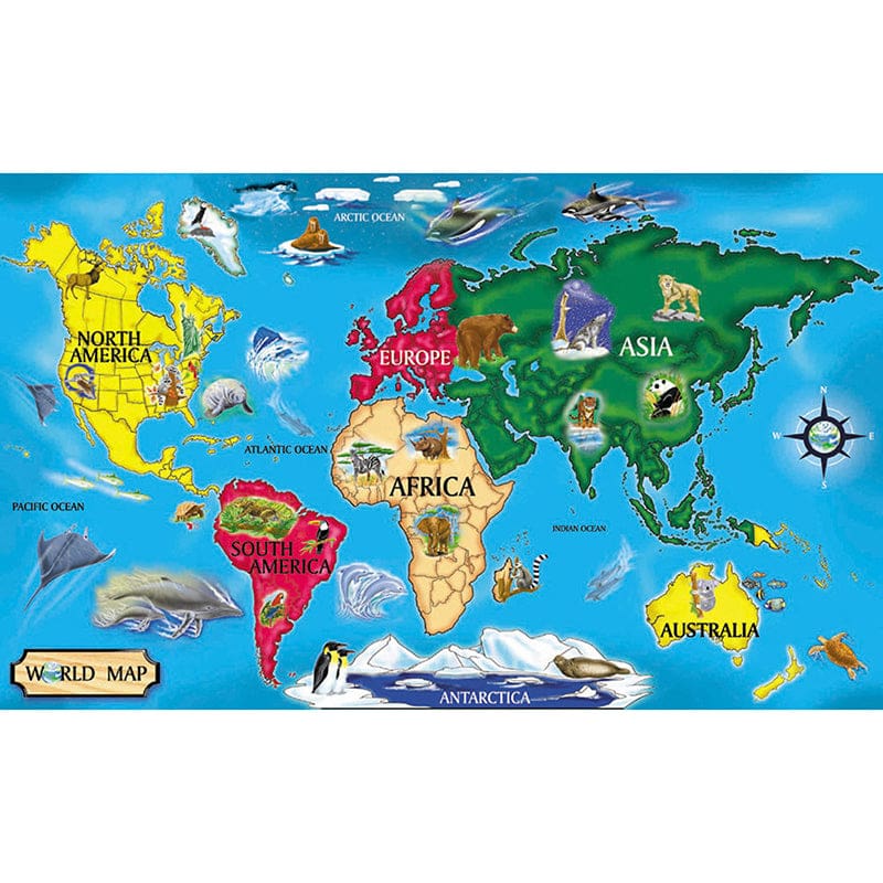 Floor Puzzle World Map (Pack of 2) - Floor Puzzles - Melissa & Doug