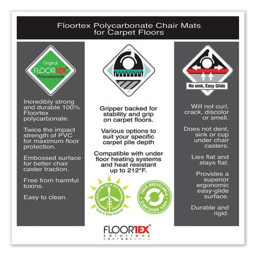 Floortex Cleartex Ultimat Polycarbonate Chair Mat For High Pile Carpets 60 X 48 Clear - Furniture - Floortex®