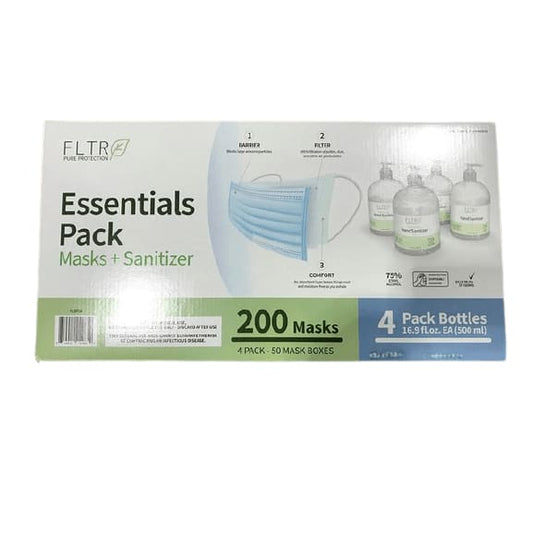 FLTR FLTR Essentials Packs, 200 masks & 4 x sanitizer 16.9 fl. oz.