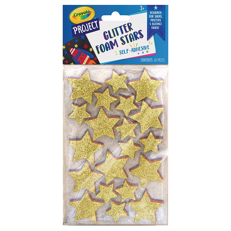 Foam Star Stickers Assorted 60Ct 1In & 1.5In Glitter (Pack of 10) - Sticky Shapes - Dixon Ticonderoga Co - Pacon