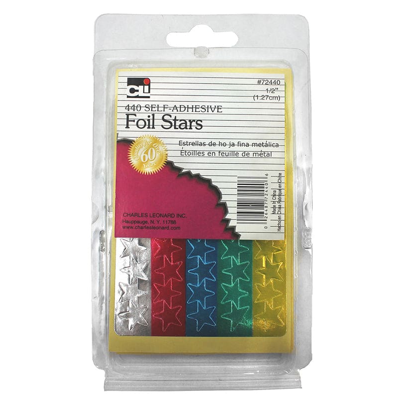 Foil Stars 1/2 Inch 440 Pk (Pack of 12) - Stickers - Charles Leonard