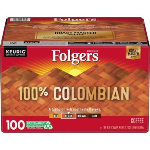 Folgers 100% Colombian Coffee K-Cups,Medium Roast (100 ct.) - Folgers