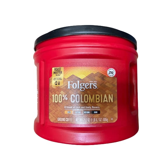 Folgers Folgers 100% Colombian, Medium-Dark Roast Ground Coffee, 24.2-Ounce