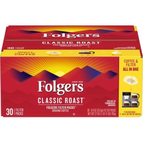 Folgers Filter Packs Coffee Classic Roast (.9 oz. packs 30 ct.) - Folgers