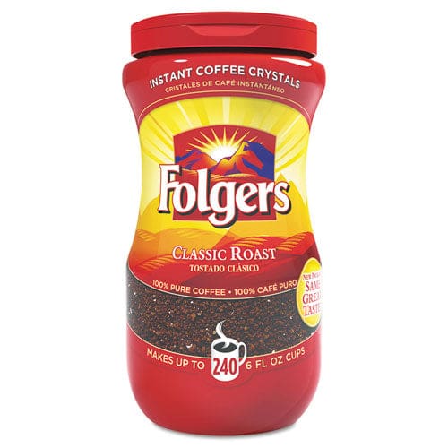 Folgers Instant Coffee Crystals Classic Roast 8 Oz Jar Medium - Food Service - Folgers®