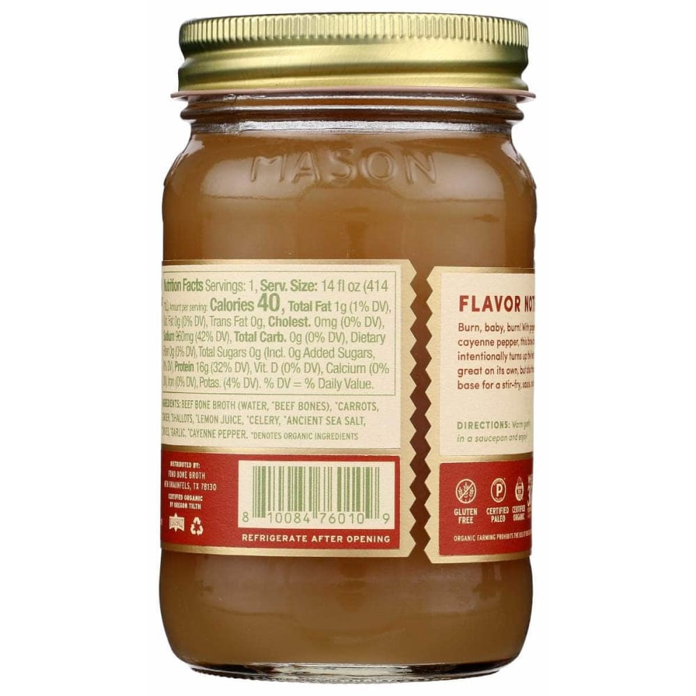 FOND BONE BROTH Fond Bone Broth Beef Bone Broth Ginger Cayenne, 14 Fo