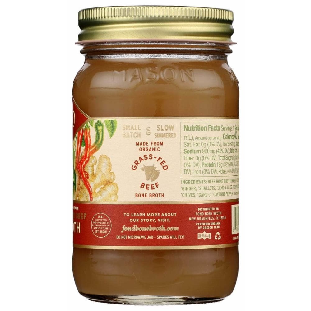FOND BONE BROTH Fond Bone Broth Beef Bone Broth Ginger Cayenne, 14 Fo
