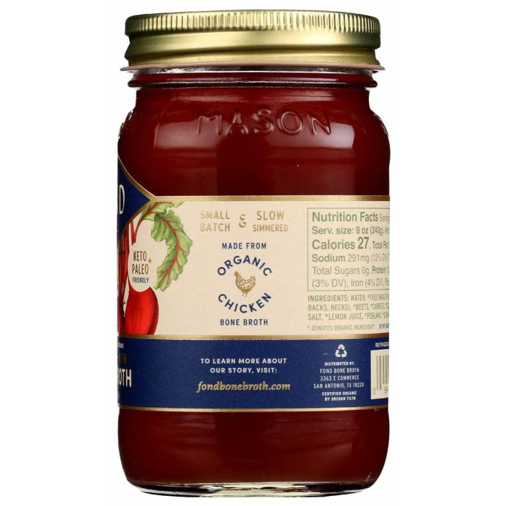 FOND BONE BROTH Fond Bone Broth Chicken Bone Broth Beet Poblano, 14 Oz