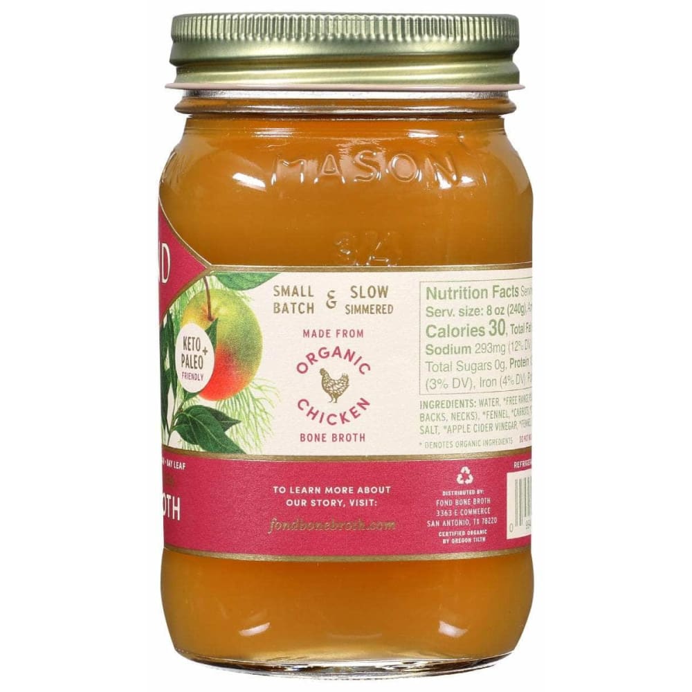 FOND BONE BROTH Fond Bone Broth Chicken Bone Broth Fennel Apple Cider Vinegar 14 Oz