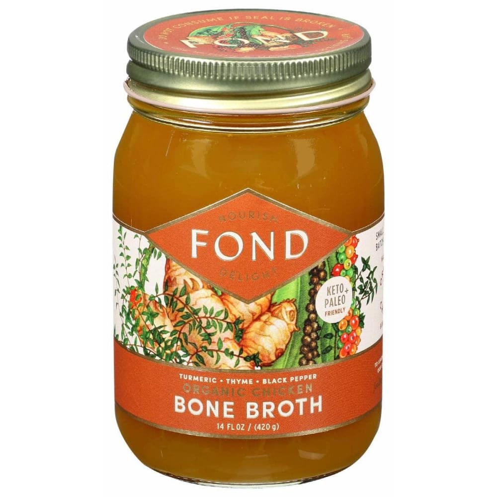 FOND BONE BROTH Fond Bone Broth Chicken Bone Broth Turmeric Thyme, 14 Oz