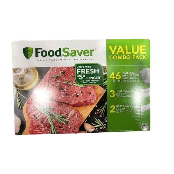 FoodSaver Bag Combo Rolls & Precut Bags,  (51 Total) - ShelHealth.Com