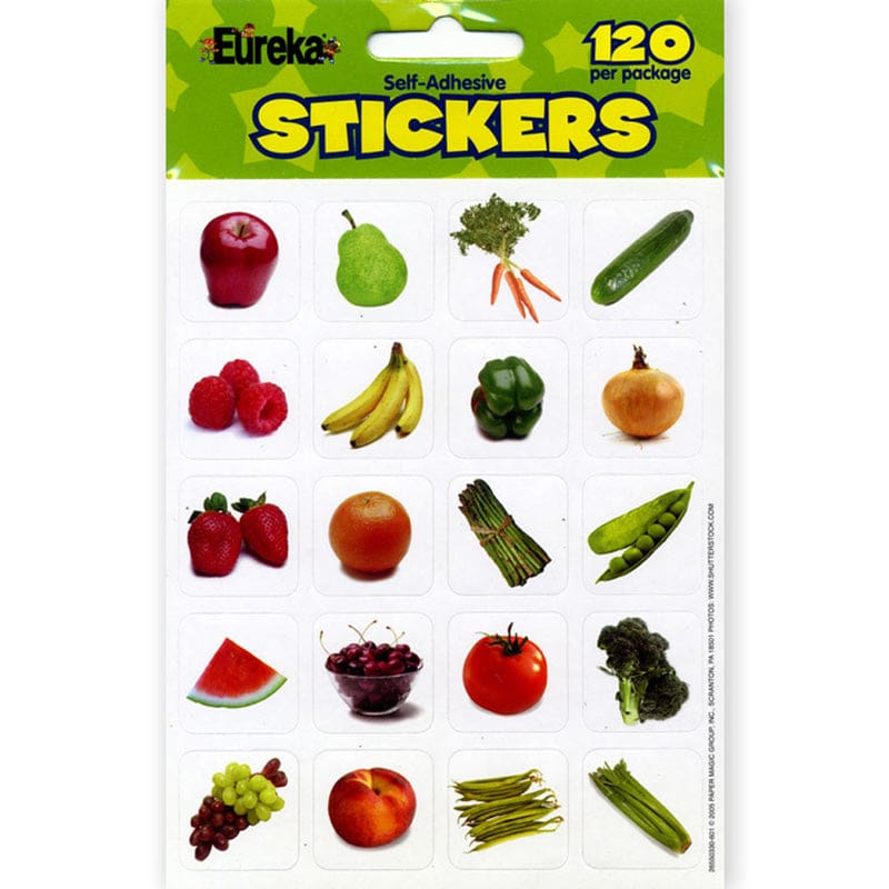 Fruits And Vegetables Photos Theme Stickers (Pack of 12) - Stickers - Eureka
