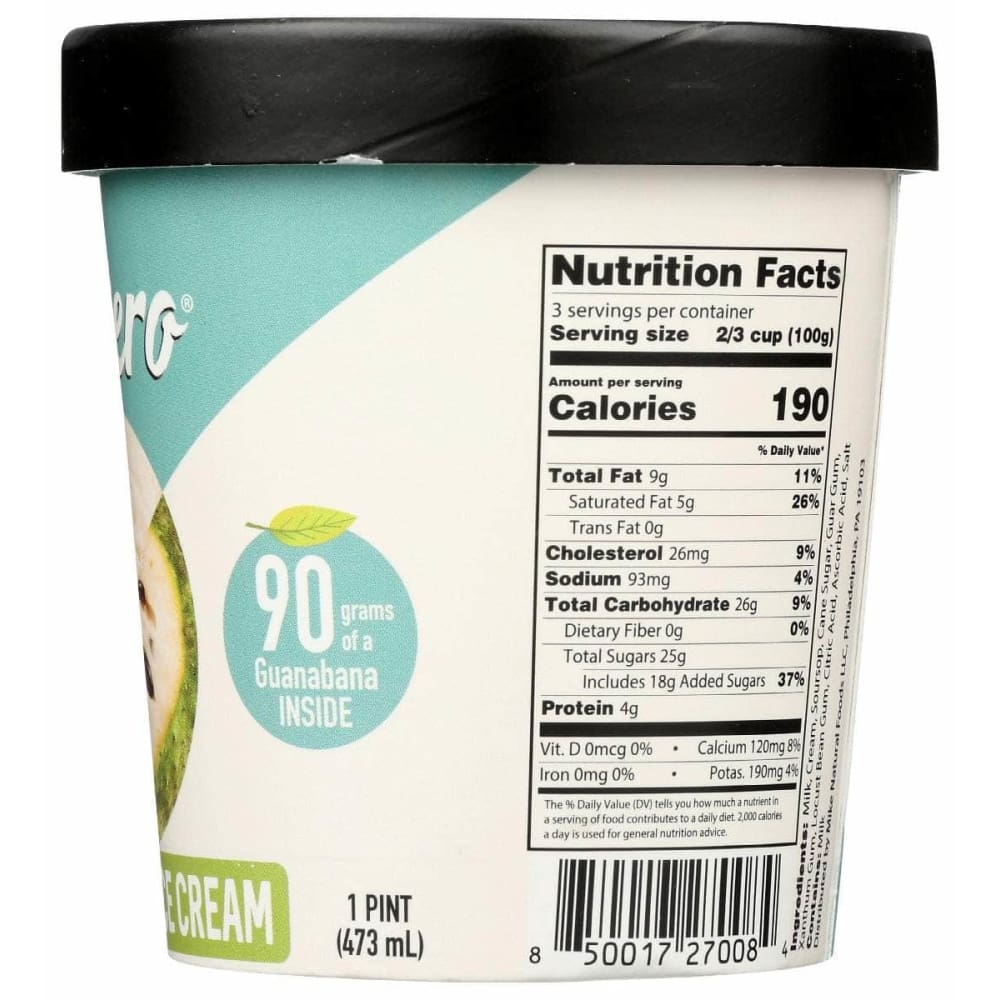 FRUTERO ICE CREAM Grocery > Frozen FRUTERO ICE CREAM: Guanabana Ice Cream, 1 pt