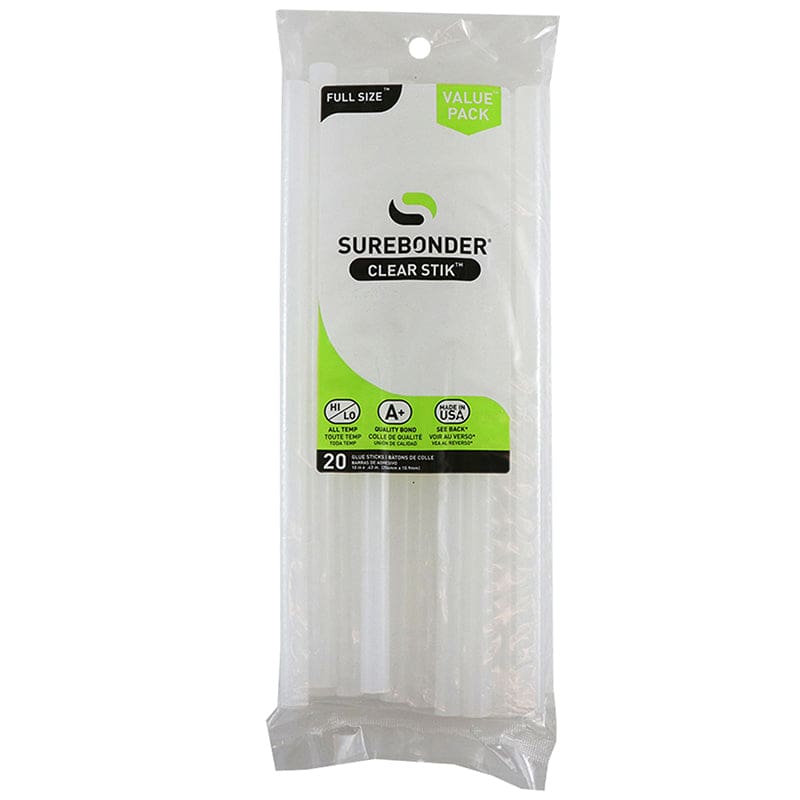 Full Clear Hot Glue Stick 20 Pk Size 10 Dual Temp Surebonder (Pack of 6) - Glue/Adhesives - Fpc Corporation