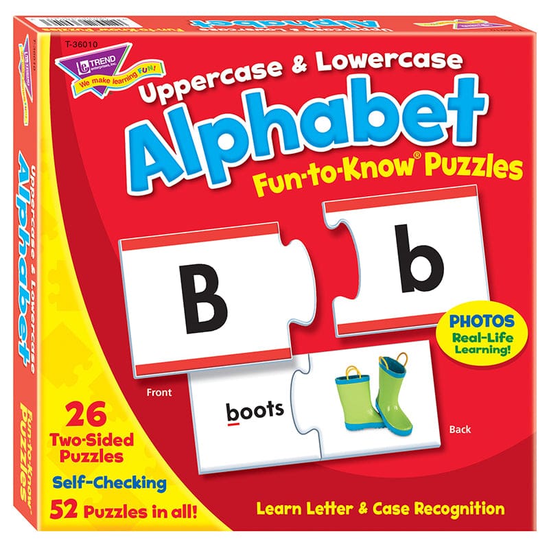 Fun To Know Puzzles Uppercase & Lowercase Alphabet (Pack of 3) - Alphabet Puzzles - Trend Enterprises Inc.