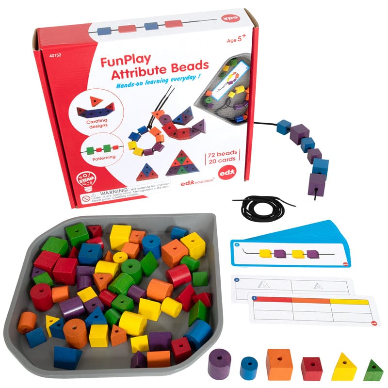 Funplay Attribute Beads Homeschool Kit For Kids - Lacing - Learning Advantage